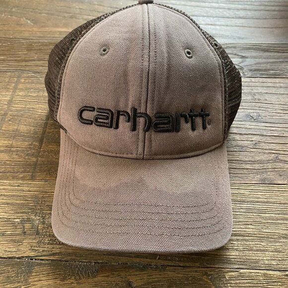 Carhartt Canvas Mesh Back Snapback Baseball Cap Hat One Size OS Farm Chore - Picture 1 of 4